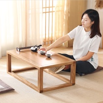 Solid Wood tatami tea table window sill small square table Japanese tea table floating window table Kang table Home Platform low table sitting ground
