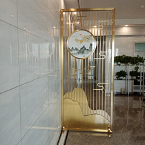 Stainless steel screen partition titanium gold Nordic living room household hollow modern simple light luxury metal New Chinese porch