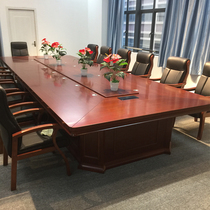 Conference table long table office furniture combination new Chinese traditional reception training computer solid wood paint meeting table and chair