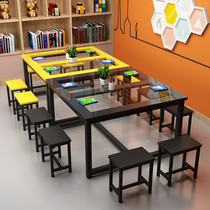Glass Kindergarten Painting Table Fine Art Table Students Tutorial Tutoring Training Course Class Chairs Handcrafted Calligraphy Painting Room Table