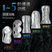 Male actor trainer Aircraft exercise glans penis massage Self-defense comfort device Reduce sensitivity Long-lasting transparent line products