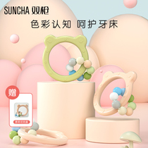 Double gun tooth gum molars baby appease mouth to eat hand toys silicone can be boiled bite glue baby artifact