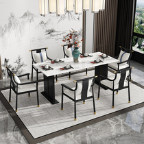 New Chinese dining table and chair rectangular marble modern light luxury simple dining chair dining table high-end household solid wood furniture