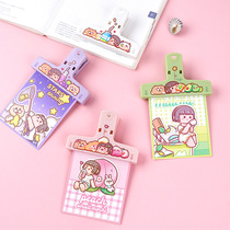 Semi-ink stationery small potato ABS material hand account folder ticket holder student examination paper office data sorting classification storage clip cartoon ins Wind cute pattern magnet binding hand account stationery clip X