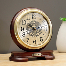 Solid Wood New Chinese pure brass clock clock home living room ornaments desktop porch bookcase desktop decorative table clock