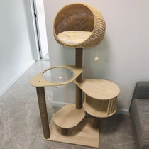 Solid wood cat climbing frame Cat nest Cat tree one large multi-storey villa sisal cat scratching column cat frame toy