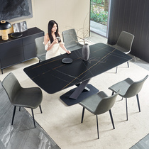 Nordic dining table and chair combination modern simple light luxury Rock board rectangular dining table household marble dining table