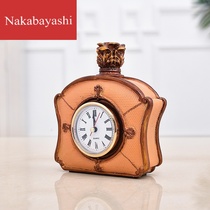 Personality clock living room Fashion clock desktop pendulum clock table ornaments European water bottle clock resin art