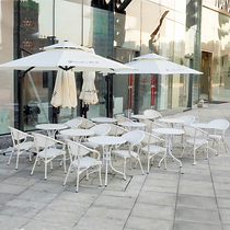 Outdoor Table And Chairs With Umbrella Outdoor Patio Balcony Open-air Casual Cafe Milk Tea Shop Outside Swing Net Red White Rattan Chair