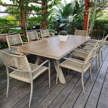 Outdoor table and chairs Courtyard Villa Garden Hotel Rock Plate Dining Room Outdoor Open-air Balcony Casual Net Red Folk Rattan Chair