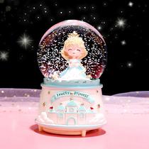 Crystal Ball Swivel Music Box Glass Ball Princess Send Little Girl Eight Soundbox Children Shine Birthday Gift Hem