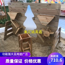 Multi-function play sand wall Childrens outdoor anti-corrosion wood beach play sand Ferris wheel funnel Fun balance sand water table