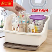 Baby bottle storage box with lid dust-proof portable small drain drying rack baby tableware storage storage box
