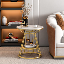 Nordic light luxury marble side sofa side cabinet balcony small coffee table living room bedside small round table side table corner