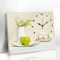 Clock lobby European-style living room calendar creative clock Wall decoration painting wall clock frameless painting Rectangular electric box painting