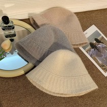 Knitted wool hat childrens autumn and winter loose Japanese warm fishermans hat Big Head around face small bucket basin hat tide