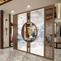New Chinese solid wood screen partition Living room restaurant hotel decorative wall Household occlusion brake entrance hollow