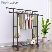 Floor-to-ceiling drying rack hanging clothes hanger clothes rod mobile telescopic lifting multi-function reinforcement Simple drying clothes rack modern