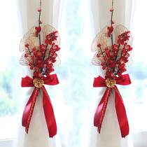 Wedding room layout wedding ceremony decoration new room bedroom living room men and women creative romantic Net red curtain Bouquet decoration