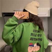 Sweatshirt female thin spring and autumn winter Korean version of the tide thick and velvet jacket loose student ins Harajuku style flavor
