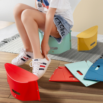 Folding stool plastic small horse style travel net red outdoor travel train portable stool ultra-thin paper low stool