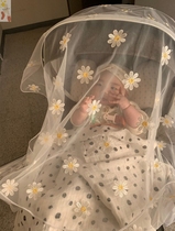 Korea ins stroller mosquito net full-face universal baby embroidery anti-mosquito curtain cart sunscreen breathable mosquito cover