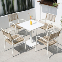 Outdoor table and chairs net red patio with umbrella garden rattan chair white outdoor leisure cafe outside swing milk tea shop table and chairs