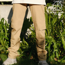 Mooney series loose Joker card its slim and high pocket embroidered overalls straight casual pants spot