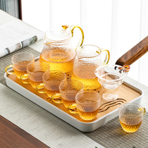Glass tea set set home kung fu tea cup tea tray Japanese simple living room office brewing tea teapot small set
