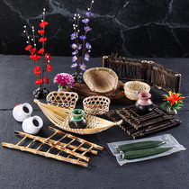 Japanese plate decoration dishes embellish bamboo fence Bamboo chops Japanese barbecue sashimi decorations Platter decoration props