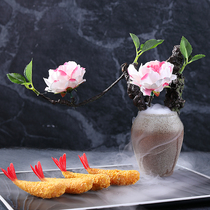 Japanese sashimi plate decoration dry ice cup dry ice cup hotel cold dishes decoration plate decoration flowers and plants surrounding decoration