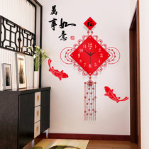 Chinese knot clock Chinese creative living room clock home decoration quartz clock mute sweeping second hanging watch luminous