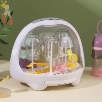 Baby bottle storage box milk bottle drying rack dustproof with lid drain transparent baby tableware storage box large
