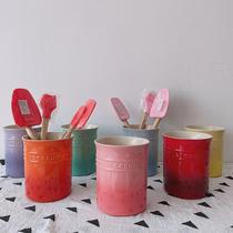 Same high temperature porcelain gradient color kitchen tool barrel storage pot spatula seat can be used as vase storage tube