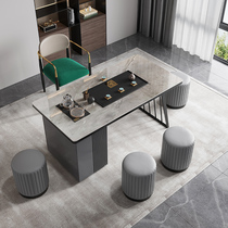 New Chinese tea table and chair combination rock board tea table table living room household tea table modern simple office tea table and chair