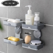 (Drop bag claim)Soap box bathroom wall-mounted drain strong incognito stick suction wall no need to punch sticky fast