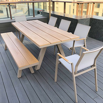 Villa Outdoor Table And Chairs Patio Garden Garden Embalming Wood Big Long Table Combined Casual Open-air Balcony Outdoor Plastic Wood Table
