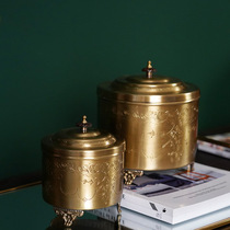 Fehring Home European-style neoclassical hand-carved flower storage jar India imports luxury home decoration candy jar