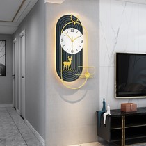Modern minimal wall hanging clock lamp hanging wall light luxury hanging watch net red wall red wall clock living room household fashion decoration
