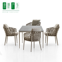 Outdoor leisure rattan chair Table and chair combination Indoor and outdoor balcony Courtyard rattan chair Fashion model room Terrace Restaurant table and chair