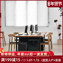 Solid Wood computer desk desktop office furniture staff double computer office table and chair combination four-person Workbench