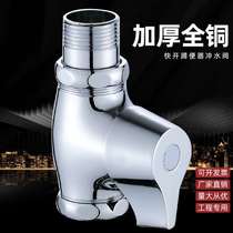 Copper press squat toilet flush valve open hand large flush valve switch bathroom pool flushing valve