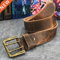 Super Wide 4 2CM Luxury Thick Genuine Leather Men Belt Doubl