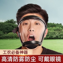 Full face shield integrated stir-fry special mask Germany high overdraft protective mask to beat pesticide HD anti-droplets