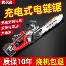 Rechargeable chainsaw High-power household lithium-ion dual-electric electric data electric saw Handheld outdoor chain saw tree cutting and logging saw