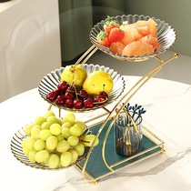 Fruit plate large capacity large household 2021 new multi-layer light luxury high-end creative office reception snack plate
