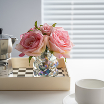 High-end light and luxurious rose flower emulation flower delivery girlfriend fake flowers Yongsheng Flowers Furnishing Table Pendulum flower Living room Decorative Pendulum