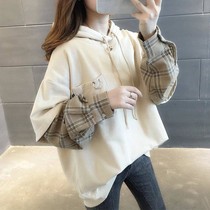 Spring and Autumn Thin Fake Two Pullover Sweater Female Student Trend Loose Long Sleeve Thin Top ins Harujuku Wind