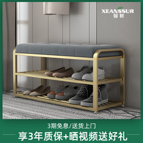 Shoe stool at home door light luxury entrance entrance shoe rack can sit soft bag net red new Chinese clothing store long bench