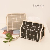 INS Nordic style fresh and simple cotton and linen cloth paper towel bag pumping paper box Guest restaurant car hanging paper towel cover
